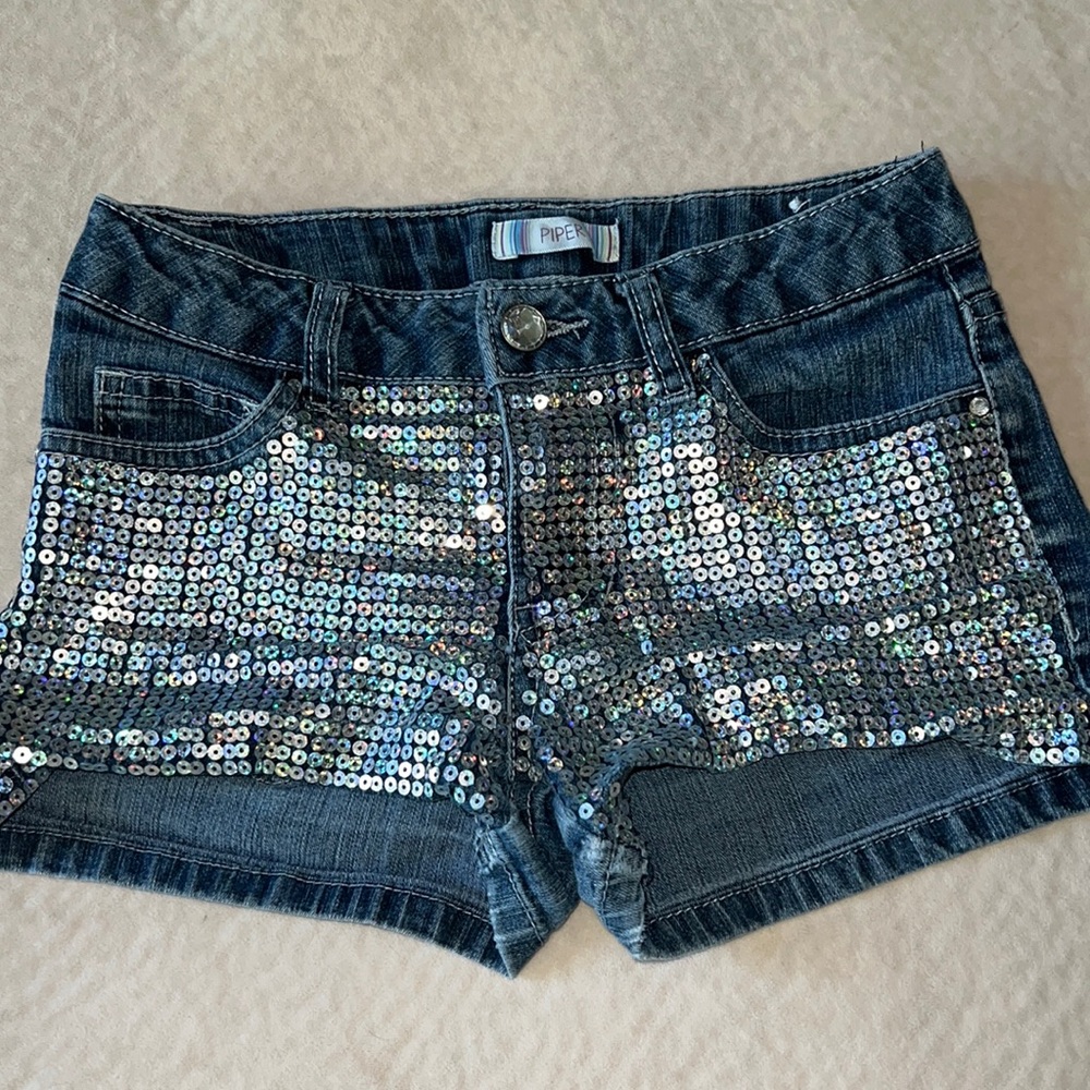 Piper jean sequin shorts